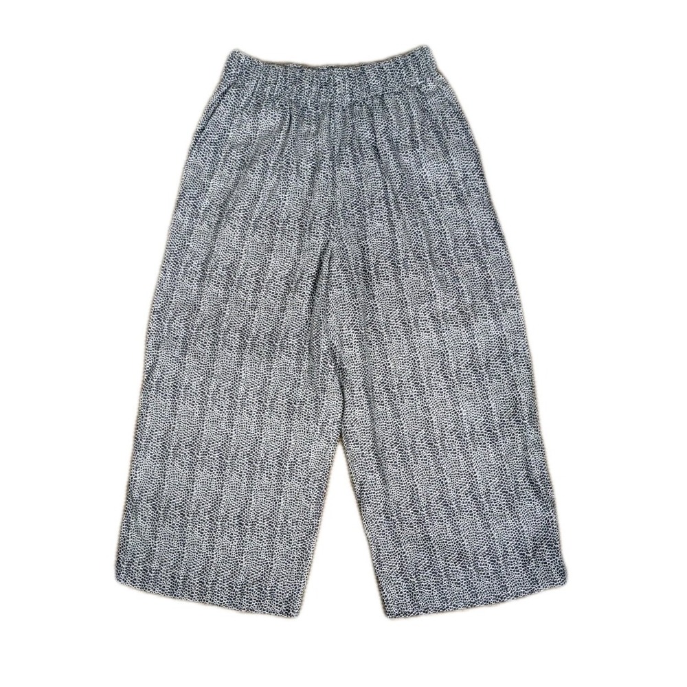 Christian Siriano Women's 100% Linen Wide Leg Pants Cropped Gray WildLife Size M